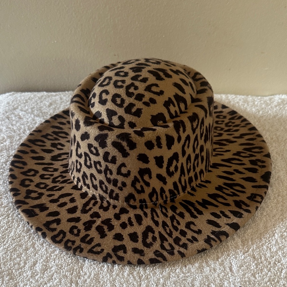 Leopard Print Wide Brim Hat - Women Accessories - Picture 2 of 8